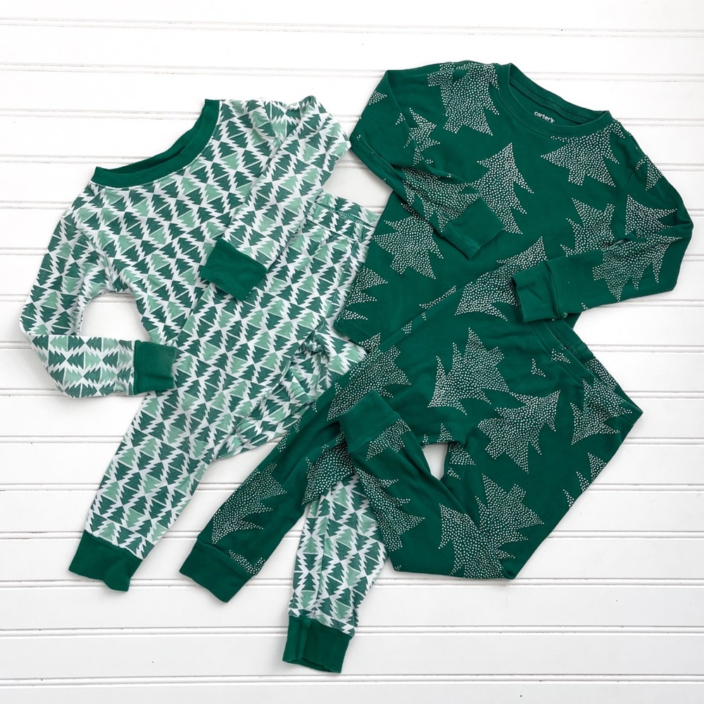 Pair of 100% Cotton Christmas Tree Pajama Sets
